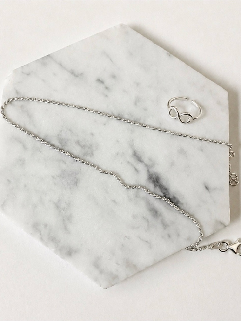 Sterling Silver Rope Anklet + Adjustable Infinity Toe Ring Set